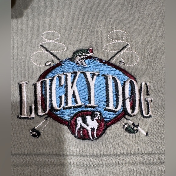 Big Dogs Quarter Zip Pullover Sweatshirt Men’s Size L Gray Embroidered Lucky Dog - Picture 5 of 7